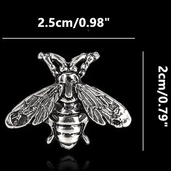 Bee Pin Brooch Stylish Silver Metal Bumble Honey Insect Stylish Simple Glam NEW - Picture 4 of 4